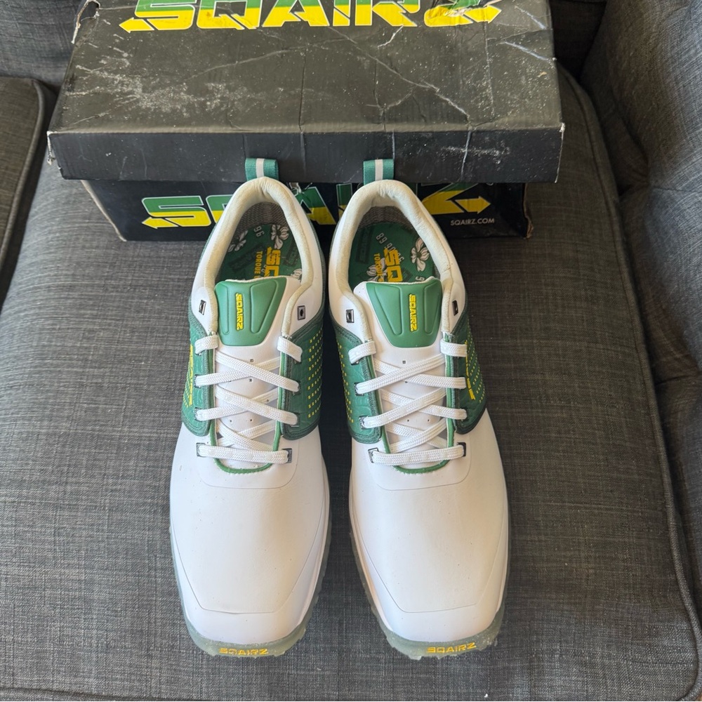NWT SQAIRZ Limited Edition Augusta Arrow Green and White Golf Shoes, men’s 11.5 - Picture 7 of 11